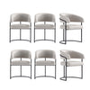 Chaise de salle a manger Augusta moderne en metal et cuir vegetalien gris clair - Lot de 6