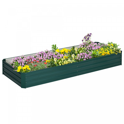 Outsunny 95" X 36" X 12" Galvanized Raised Garden Bed, Metal Elevated Planter Box, Easy Diy And Clea|Outsunny Lit De Jardin Sureleve 95" X 36" X 12" Galvanise Pour Fleurs, Vert