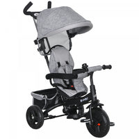 Qaba Tricycle Pour Tout-petits, Poussette De Velo 2 En 1 Pour Bebe Avec Auvent Pliable, Panier De Ra