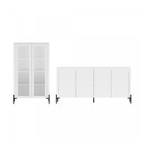 Buffet et bibliotheque modernes Abbey 2 pieces en blanc