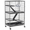 Cage Pour Hamsters Souris Petits Rongeurs Multifonction 4 Plateformes 3 Rampes 4 Portes Dim. 80l X 52l X 128h Cm Metal Gris Argente Noir