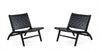Fauteuil d’appoint Maintenon Industry Chic en bois et cuir vegetalien noir – Lot de 2