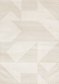 Carpette Hudson crème et beige à motif géométrique moderne - 5 pi 3 po x 7 pi 7 po
