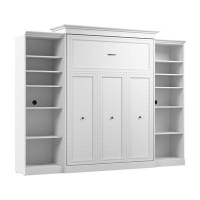 Bestar Versatile Queen Murphy Bed and Two Closet Organizers (115 W) - White|Grand lit escamotable Versatile de Bestar de 115 po (L) avec 2 organisateurs de garde-robe - blanc