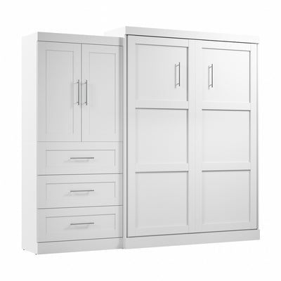 Bestar Pur Queen Murphy Bed and Storage Cabinet with Drawers (101 W) - White|Grand lit escamotable Pur de Bestar de 101 po (L) avec meuble de rangement et tiroirs - blanc