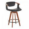 Tabouret moderne du milieu du 20e siècle Oracle de hauteur comptoir en similicuir - noyer et noir