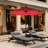Costway Parasol de marche solaire LED de 9 pieds avec reglage d'inclinaison et manivelle, bordeaux