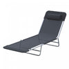 Chaise Longue D'exterieur Outsunny, Chaise Pliante Reglable Inclinable, Noire