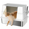 Bac a Litiere en Acier Inoxydable avec Couvercle, Bac XL pour Chat