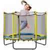 Qaba Trampoline pour enfants de 4,6 pi, trampoline exterieur interieur de 44,5\" de hauteur avec filet d'enceinte, mini trampoline pour garcons et filles, ages de 3 a 10 ans, jaune