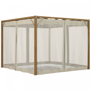 Outsunny 10 X 10 Ft Pergola Retractable Avec Parois Laterales En Filet