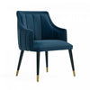 Fauteuil moderne Eda en bois avec accoudoirs, bleu minuit