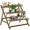Outsunny - Echelle A 3 Niveaux Pour Plantes - Etagere Pliable Pour Fleurs En Bois Pour L'exterieur, Le Jardin Et La Maison, Marron.