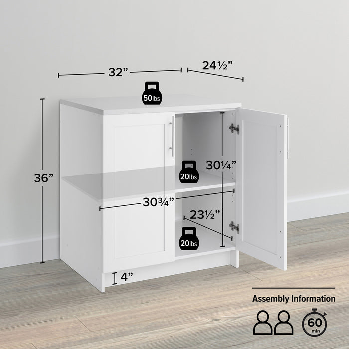 Armoire de rangement de base Elite de Prepac de 32 po - blanche