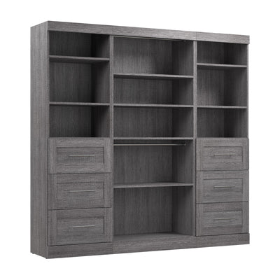Bestar Pur 86 W Closet Organization System with Drawers - Bark Grey|Système d’organisation de garde-robe Pur de Bestar de 86 po (L) avec tiroirs - gris écorce