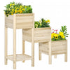 Outsunny - Lit De Jardin Sureleve A 3 Niveaux Avec Etagere De Rangement, Kit De Jardiniere Surelevee En Bois Pour L'exterieur, Support De Plante En Bois Autoportant Pour Legumes, Herbes Et Fleurs.