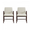 Fauteuil moderne Stella en velours avec accoudoirs en bois, creme - Lot de 2