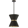 Luminaire suspendu Caterine de Dainolite de 12 po de diamètre, avec abat-jour noir, anneau doré, fini noir mat et 1 ampoule