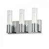 Lumière de coiffeuse Tube de Dainolite en verre cannelé transparent, avec fini chromé poli et 3 ampoules