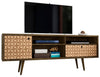 Meuble pour téléviseur Liberty de Manhattan Comfort de 70,86 po de style moderne du milieu du 20e siècle avec 4 espaces tablette et 1 tiroir - brun
