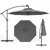 Parasol deporte Costway 10 pieds avec eclairage solaire LED, rotation 360°, gris