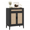 HOMCOM Armoire de Rangement Boho avec Tiroir et Portes en Rotin, Noir