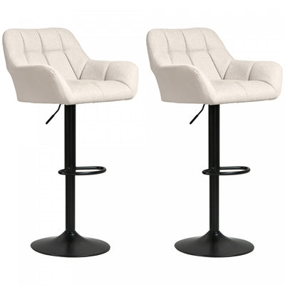 HOMCOM Adjustable Bar Stools Set of 2, Swivel Tufted Fabric Barstools