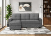 Canape-Lit Convertible, Chaise De Rangement, 90\" Longueur, Tissu Gris Fonce