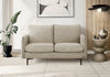 Causeuse Rembourre, 58\" L, Tissu Beige, Pieds En Metal Noir