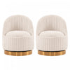 Fauteuil pivotant moderne en chenille Leela couleur creme - Lot de 2