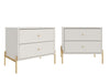 Table de nuit Jasper Moderne 25\" en blanc casse (2 tiroirs) - Lot de 2