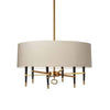 Lustre Langford de Dainolite avec abat-jour crème, fini bronze rétro et 6 ampoules