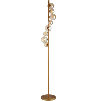 Dainolite Glasgow 8 Light Floor Lamp Vintage Bronze Finish Champagne Glass|Lampe à pied Glasgow de Dainolite en verre champagne, avec fini bronze rétro et 8 ampoules