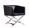Fauteuil d’appoint de détente Hollywood de Manhattan Comfort en chrome poli et en similicuir - noir