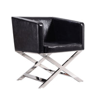 Fauteuil d’appoint de détente Hollywood de Manhattan Comfort en chrome poli et en similicuir - noir