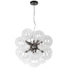 Lustre Comet de Dainolite en verre transparent, avec fini noir mat et 6 ampoules
