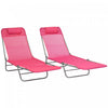Outsunnychaise Longue Pliante 2 Pcs, Chaises De Piscine Inclinables, Rose