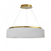 Lustre Circulo de Dainolite avec abat-jour blanc, fini laiton vieilli et ampoule de 34 W
