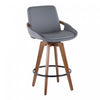 Tabouret moderne du milieu du 20e siècle Cosmo de hauteur comptoir en similicuir - noyer et gris
