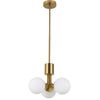 Luminaire suspendu Amanda de Dainolite en verre blanc opale, avec laiton vieilli et 3 ampoules