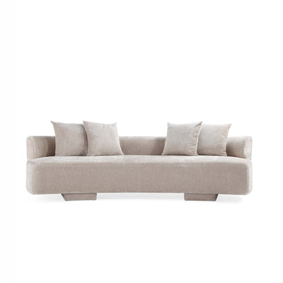 Verandah Mid-Century Modern 112" Chenille Sofa in Beige | Canape en chenille beige Verandah Mid-Century Modern 112"