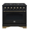 Cuisiniere a gaz autonome Antico de 36\", noire, avec four a convection – FFSGS6219-36BLK