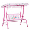 Outsunny Balancoire 2 Places Pour Enfants, Chaise Longue De Terrasse Pour Enfants, Pour Porche De Jardin, Avec Auvent Reglable, Ceinture De Securite, Motif Sirene, Pour 3-6 Ans, Rose.