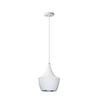 Grand luminaire suspendu Helsinki de Dainolite en forme de goutte, avec intérieur argenté, fini blanc mat et 1 ampoule