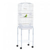 Pawhut 62\" Cage Pour Oiseaux Cacatoes Maison De Jeu Pinson Fournitures Pour Animaux Avec Roues Blanches