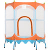 Qaba Trampoline pour enfants, trampoline pour tout-petits d'interieur et d'exterieur de 4,6 pieds, mini trampoline recreatif avec guidon, filet de securite, bleu