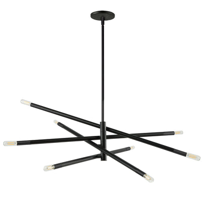 Dainolite Wand 8 Light Chandelier Large Matte Black Lamp|Grand lustre Wand de Dainolite avec fini noir mat et 8 ampoules