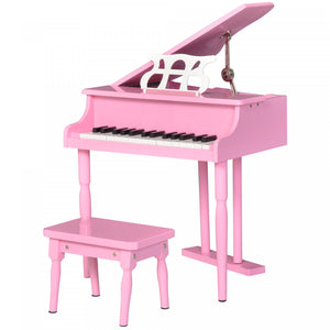 Homcom Piano Moderne Pour Enfants, 30 Touches, Mini Jouet Pour Enfant, Piano A Queue Avec Pupitre Et Banc, Cadeau Ideal, Rose