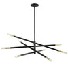 Grand lustre Wand de Dainolite avec fini noir mat et laiton vieilli et 8 ampoules