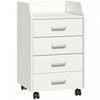HOMCOM Caisson de rangement a 4 tiroirs avec roulettes verrouillables blanc